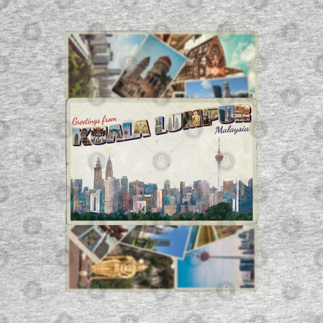 Greetings from Kuala Lumpur in Malaysia Vintage style retro souvenir by DesignerPropo